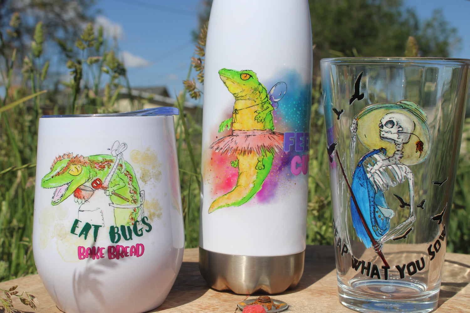 Enjoy a range of fun designs on all your favorite drinkware!