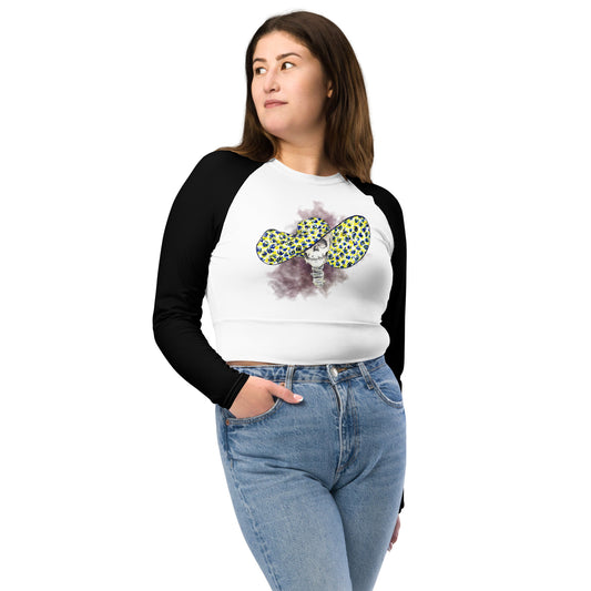 Leopard Derby Reaper -- Recycled Long-Sleeve Crop Top