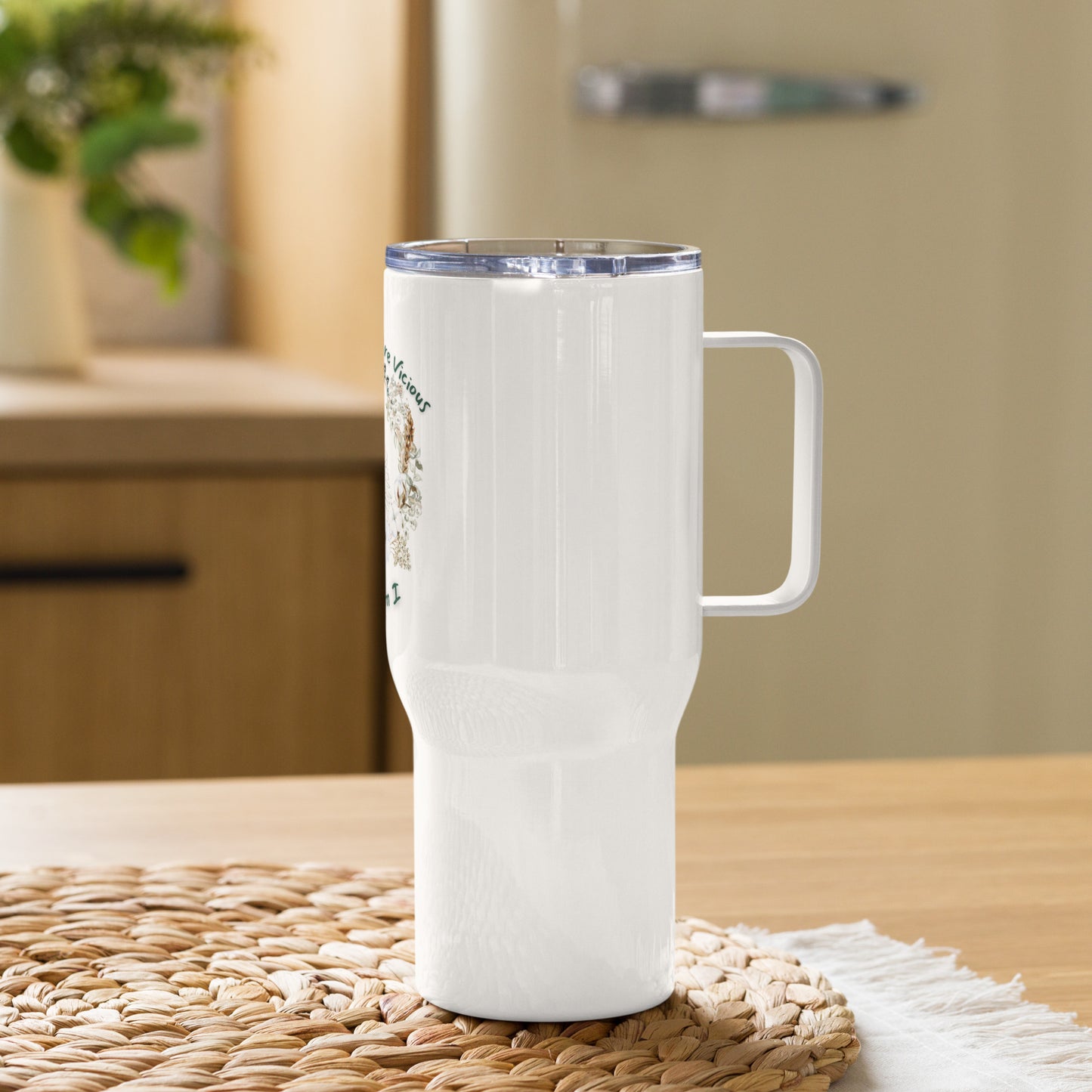 The Mornings Are Vicious -- Travel mug with a handle