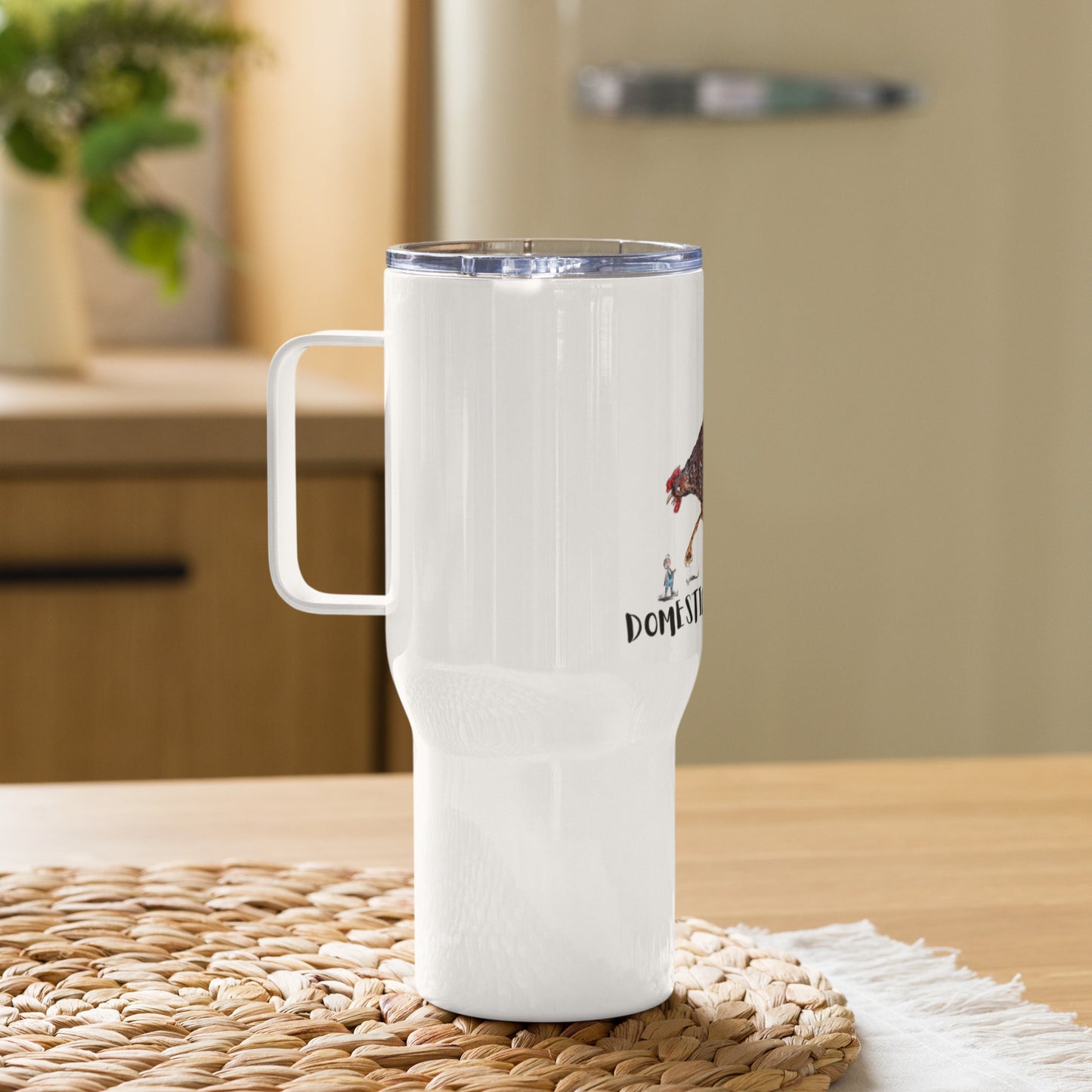 Domestic Dinosaur -- Travel mug with a handle