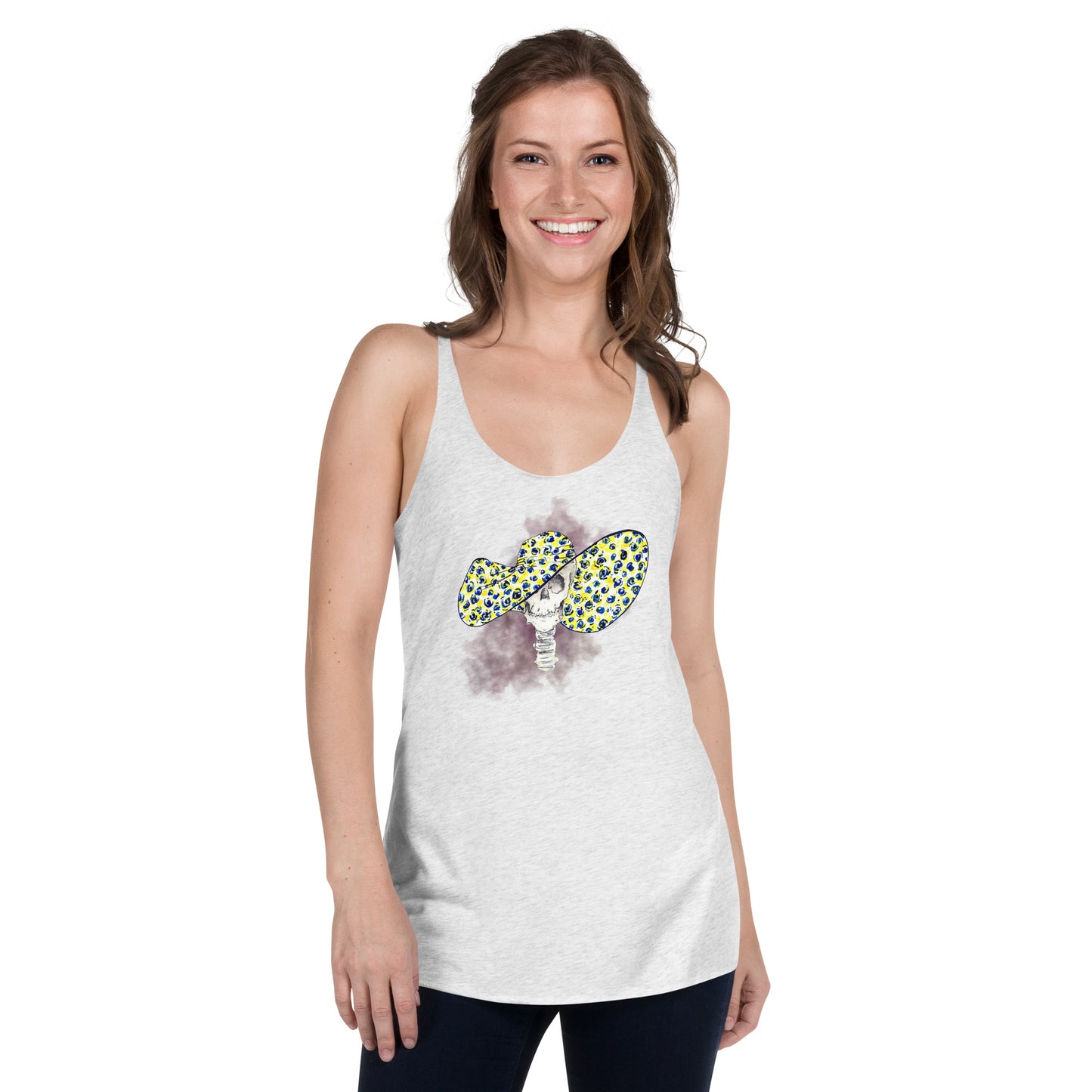 Reaper Wearing Leopard Derby Hat -- Women's Racerback Tank