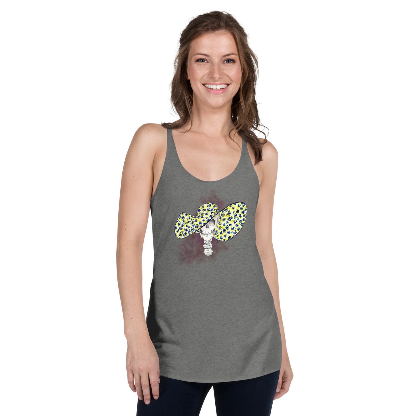 Reaper Wearing Leopard Derby Hat -- Women's Racerback Tank